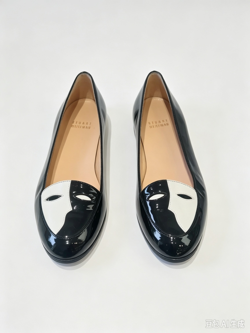 Stuart Weitzman  Black and White Patent Leather Loafers for Women